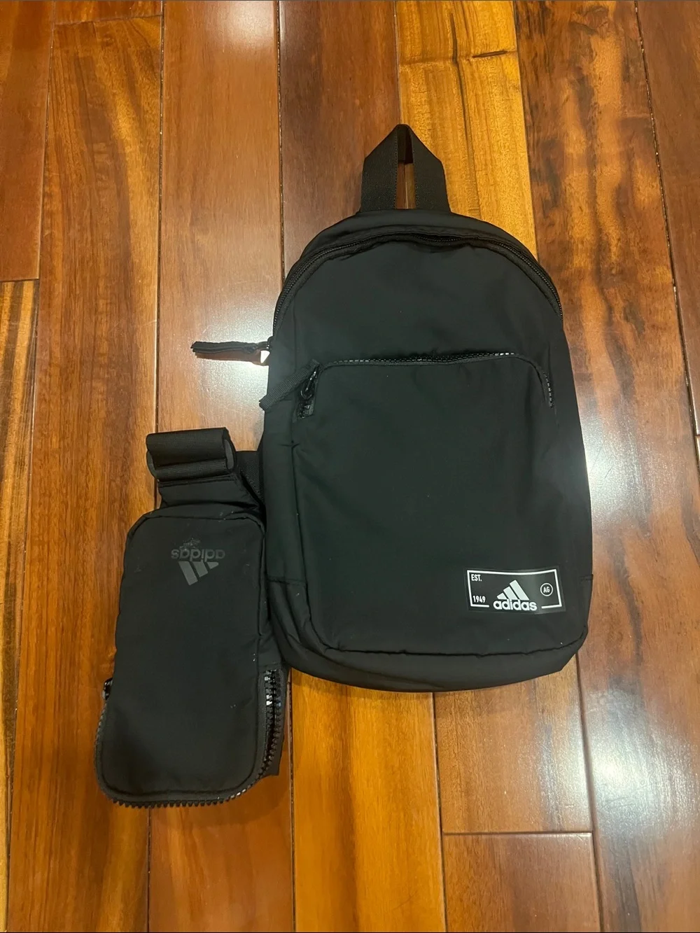 Adidas Black Sling Bag with Small Pouch Phone Holder Cross Body